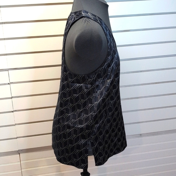 Rag & Bone Hill Navy Blue 100% Silk Geometric Print Tank Size M - Picture 4 of 8